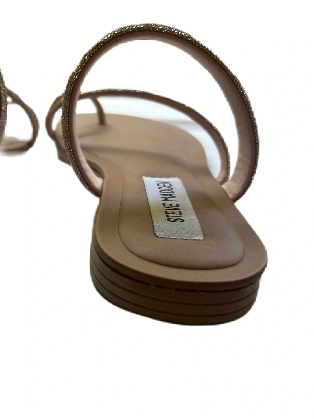 Steve Madden Rose Gold Crystal-Strap Toe-Loop Sandal
